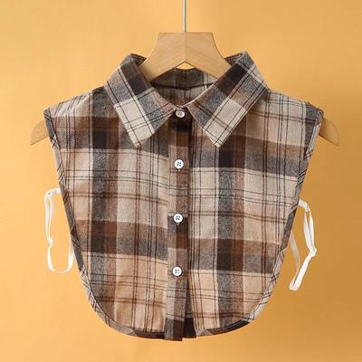 Linbaiway Plaid Detachable Collar for Women False Collar Shirt Vintage Half Shirt Blouse Tops Fake Collar Winter Faux Cols