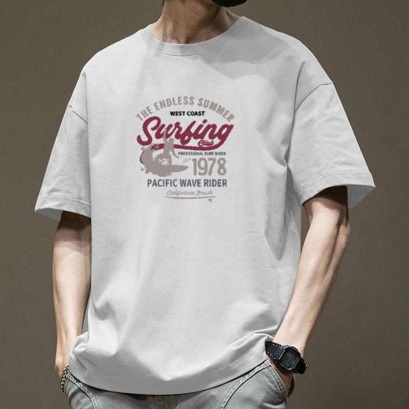 

Men Vintage Surfing Graphic Print Short Sleeve T Shirt Crew Neck Loose Casual Summer Daily Street Top S