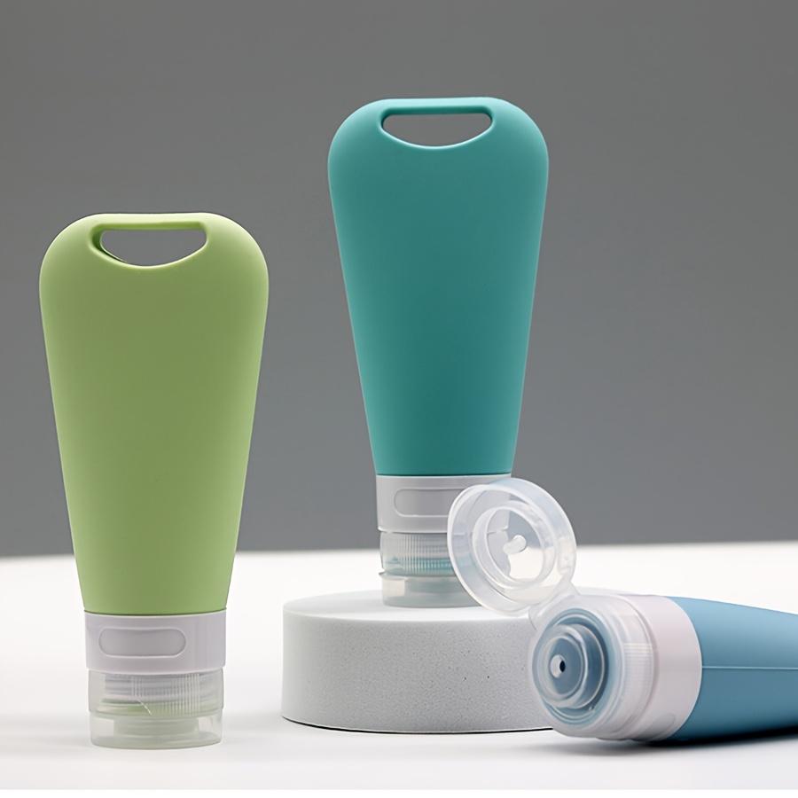 90ml Silicone Hanging Fan Shaped Dispensing Bottle Travel Cream Jar with Carabiner and Sticker Set Cosmetic Storage Container
