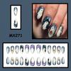 24pcs Halloween Nails Press On Cat Eye Ghost Fake Nails Almond Shape Cute Spooky Nail Art with 1 Jelly Glue and 1 Nail File