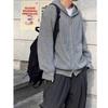 Men's 2024 Korean Style Double Zipper Hooded Knit Cardigan - Autumn/Winter Versatile Trendy Couple Style Sweater
