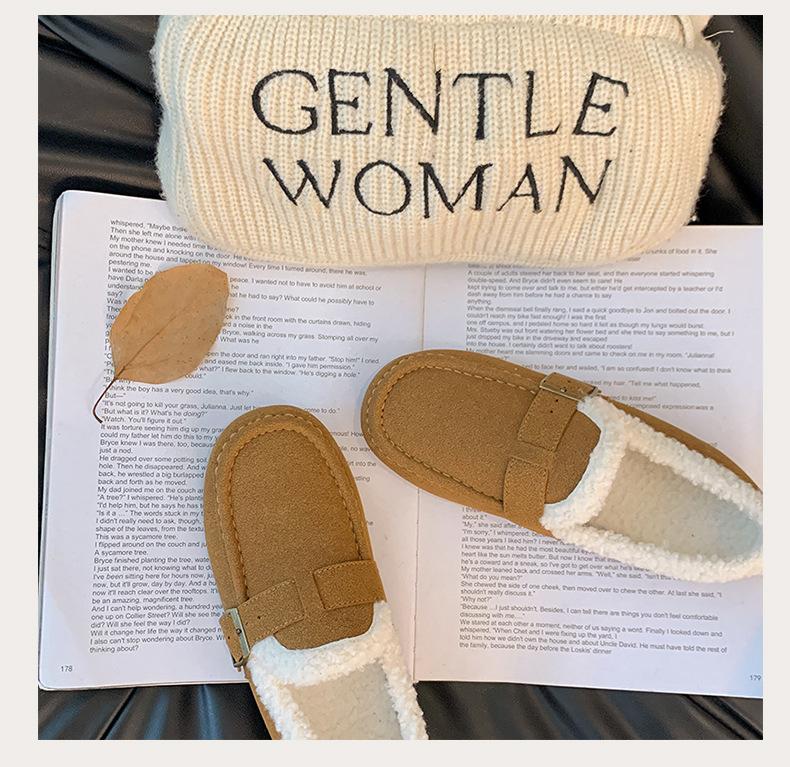 

Winter thickened warm and velvet Boken snow boots 2025 Boken shoes cotton shoes flat women s beanie shoes 40