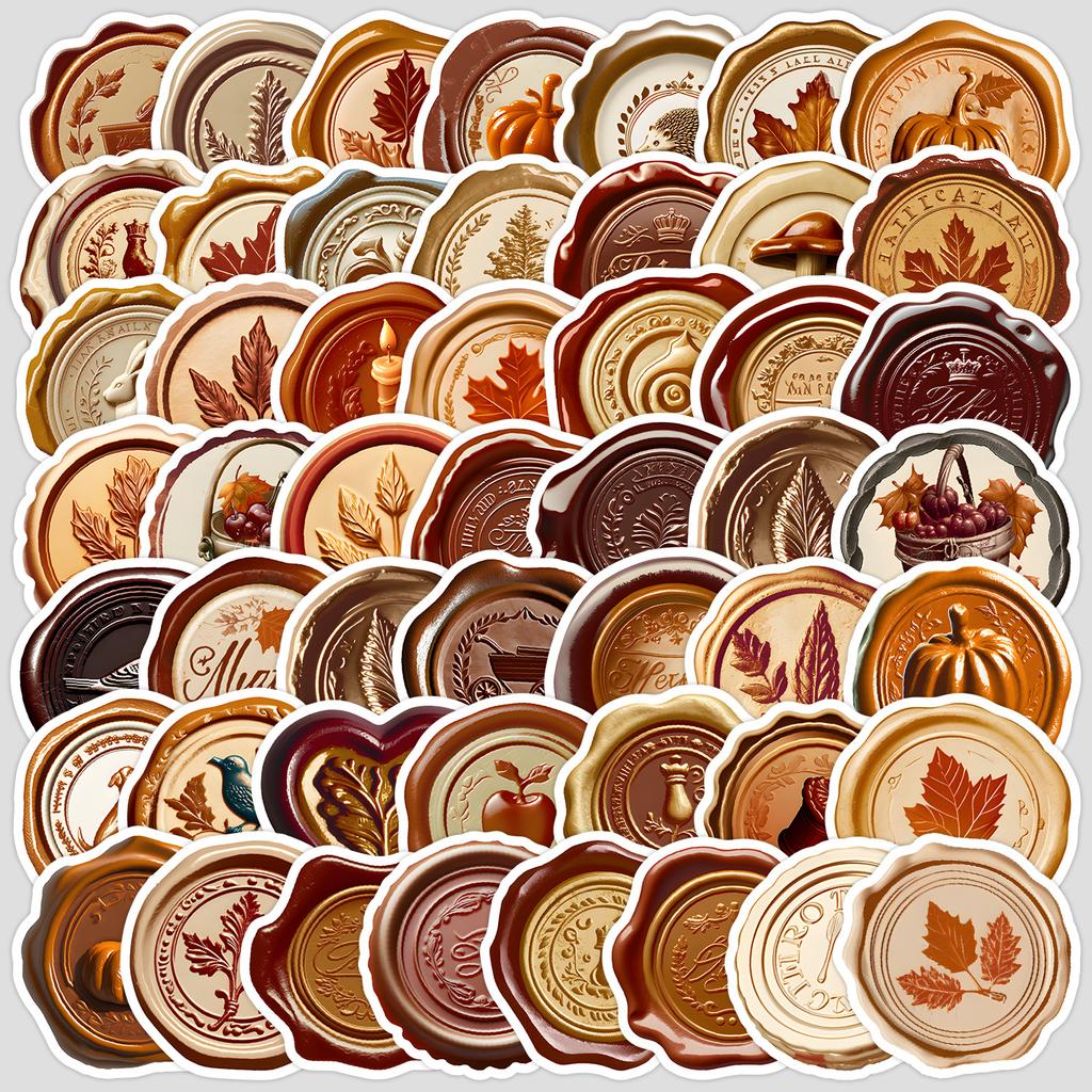 50 Nordic Style Maple Leaf Seals Graffiti Stickers Water Cup Suitcase Waterproof Decoration Stickers Creative Seal Stickers