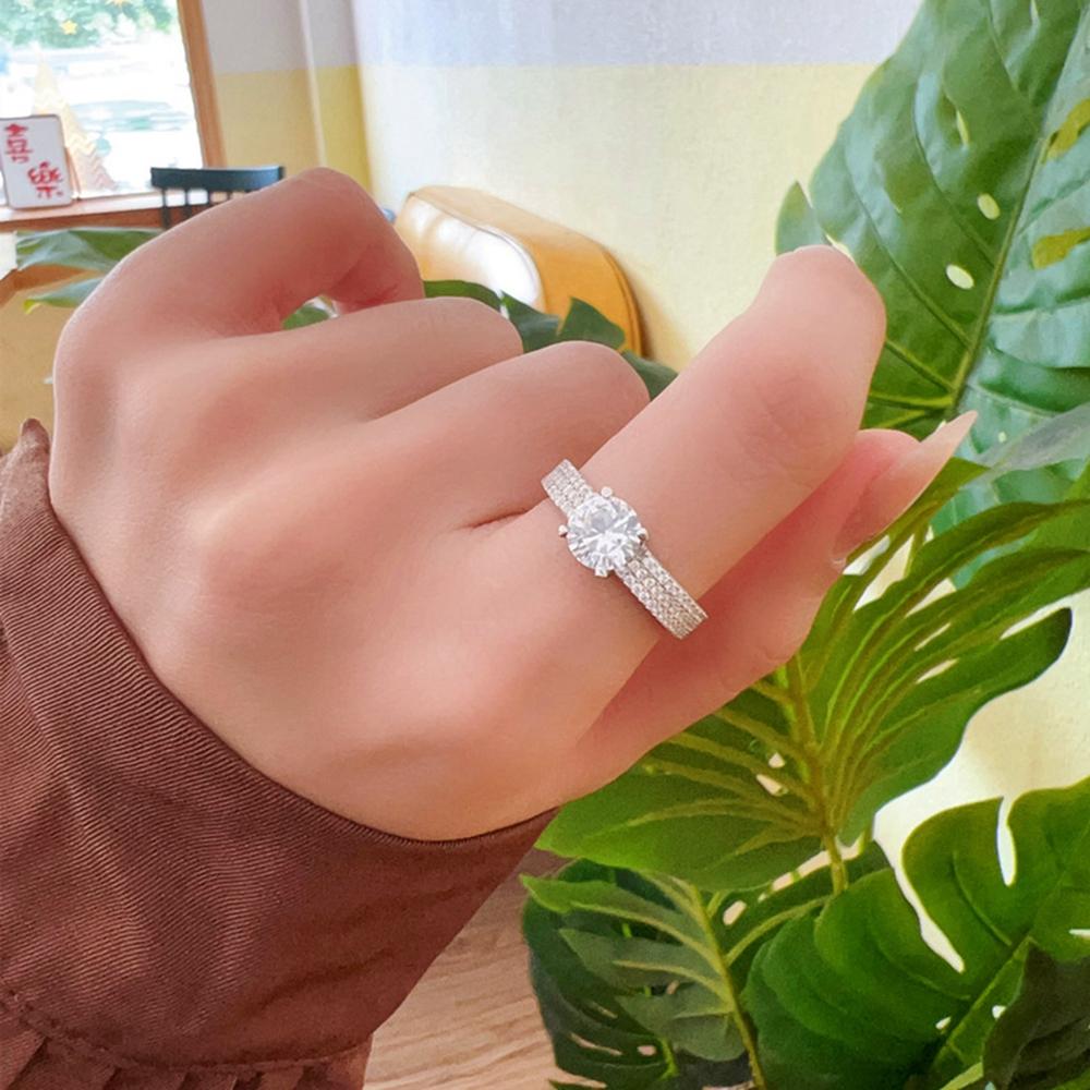 Vinregem 100% 925 Sterlingsilber Funkelnder Rundschliff 6,5 MM 1CT 3EX VVS1 D Farbe Echte Moissanit-Diamanten Damenring Hochzeit Verlobungsschmuck