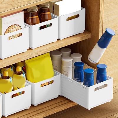 2Pcs Retractable Storage Bins with Handles Drawer Organizer Organisers Container Baskets for Kitchen Cabinets Wardrobes Bathroom