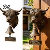 Dog Doorbell Highland Cow Head with Welcome Sign Rustic Wall Mounted Vintage Style Resin Hanging Bell Decor for Farmhouse Porch Entryway Kitchen Retro