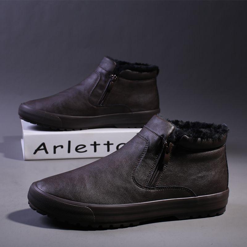 

Чоловічі водонепроникні зимові снігові чоботи: Теплі, з бавовняною підкладкою, на вельветовій підкладці, високі, модні та на всі випадки життя. 43