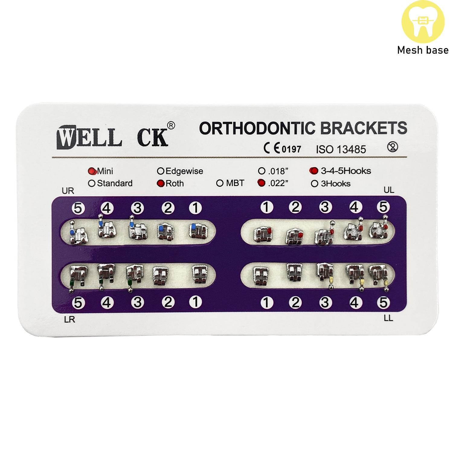 

10 упаковок стоматологических ортодонтических металлических брекетов, кронштейн Mini Roth/MBT/Edgewise Slot 0,022 0,018, крючки 3-4-5, кронштейн для стоматолога Roth 022 Hooks 345