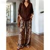 Loose casual y1 new v-neck top wide-leg pants two-piece women's clothing European and American fashion suit