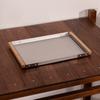 Modern Wood Serving Tray with Stainless Steel Accents Multi-Purpose Home Decor Platter for Cheese Appetizers Display Board