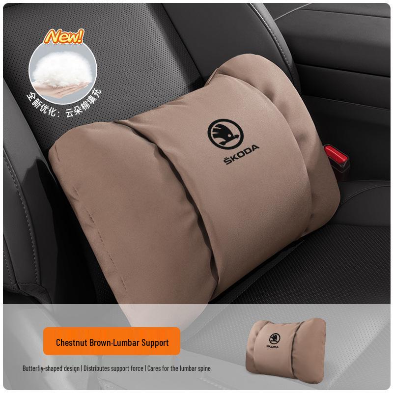 Skoda Headrest Lumbar Support Pillow for Octavia, Superb, Kamiq, Karoq - Neck Protection Cushion