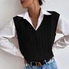 2023 herbst Casual V-ausschnitt Pullover Pullover Weibliche Solide Vintage Gestrickte Pullover Weste Frauen Twist Ärmellose Weste 28469