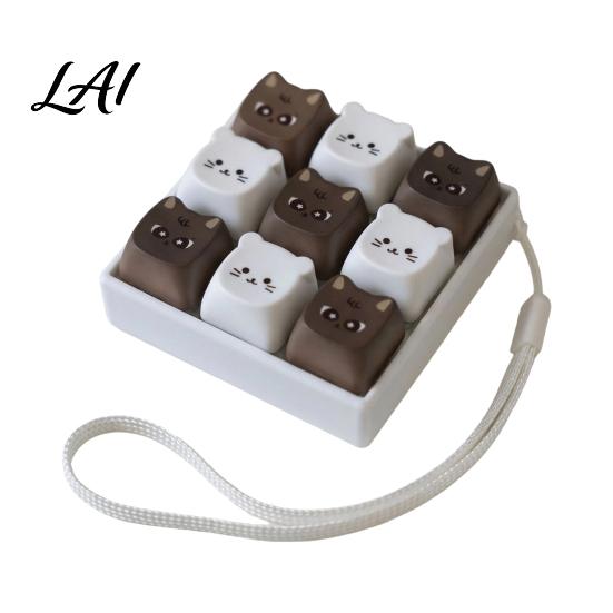 Push Button Toy Cartoon Dog Fidget Keyboard Toy 1/2/3/4/9-Key Stress Keychain Pendant Relief Mini for Backpack Handbag Purse Charm Reducing