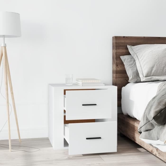 816704 vidaXL Bedside Table White 50x39x47 Cm