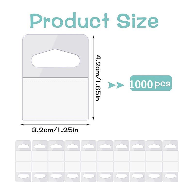 A34R Hanging Tabs Tags Hook 1000PCS 1-1/4" By X 1-5/8" Slot Hole Self Adhesive Heavy Duty Clear Plastic