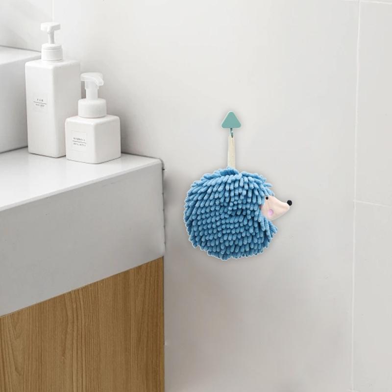 Cartoon Hedgehog Hand Towel Hanging Type for Bathroom and Kitchen Creative Cartoon Bath Towels Dry Your Hand Instantly