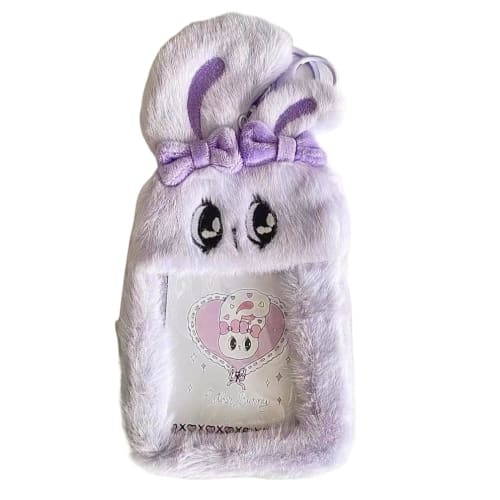 Esther Bunny Trading Card Case, Pass Holder, Fluffy Plush Toy (Purple)