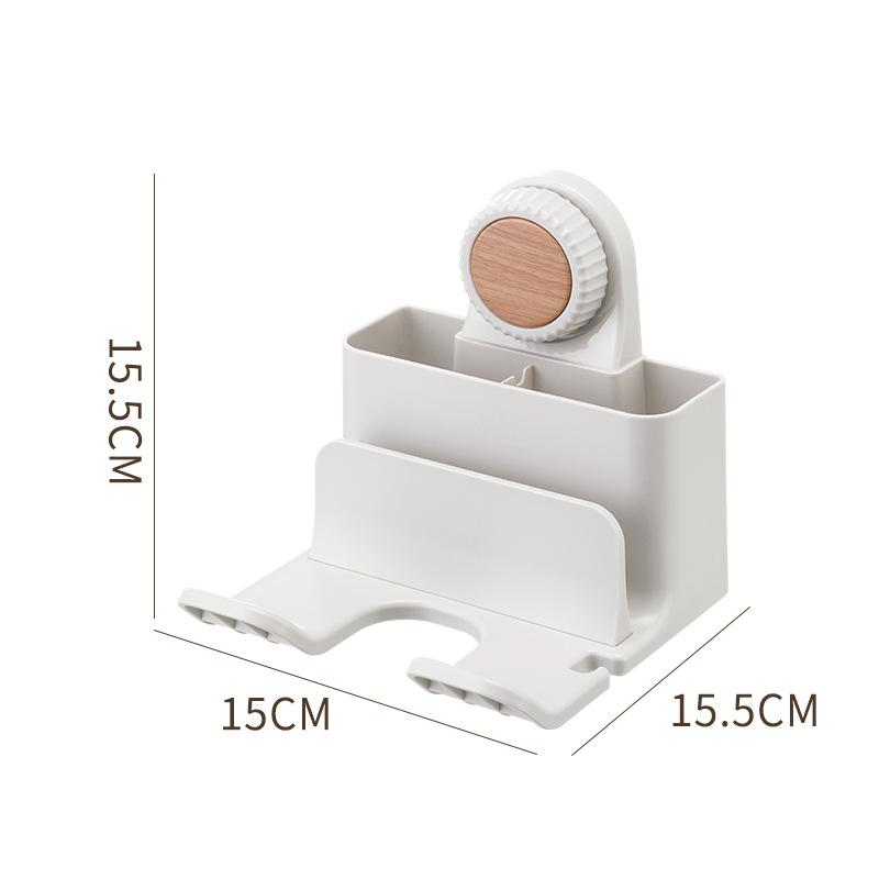 Wall-Mounted Punch-Free Hair Dryer Rack and Cord Holder