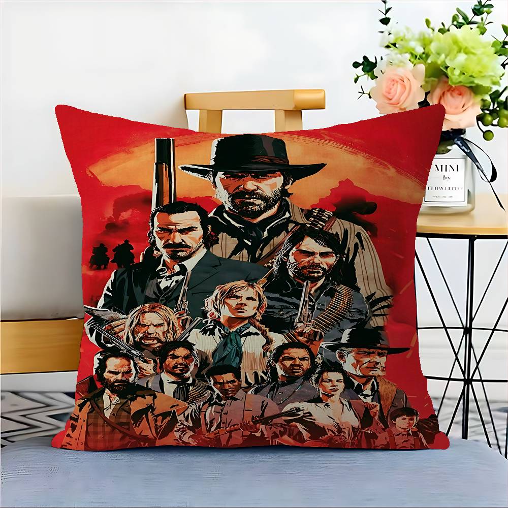 

Game R-Red Dead Redemption 2 RDR2 Cushion Cover Pillow Cover Decor Pillowcase Printed Cushion Case For Couch 20x20Inch