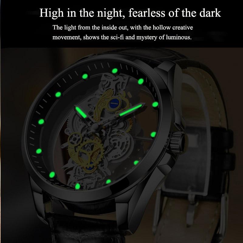 Luxury Brand Mens Watches Fashion Double-sided Hollow Dial Steel Quartz Wristwatch Waterproof Business Men's Clock