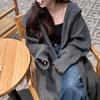 Knee-Length Hooded Knitted Cardigan Coat - Thick, Loose, and Ideal for Spring, Autumn, and Winter.