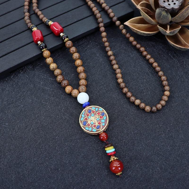Nepalese style retro long necklace men's and women's simple Tibetan pendant literary and versatile sweater chain accessories