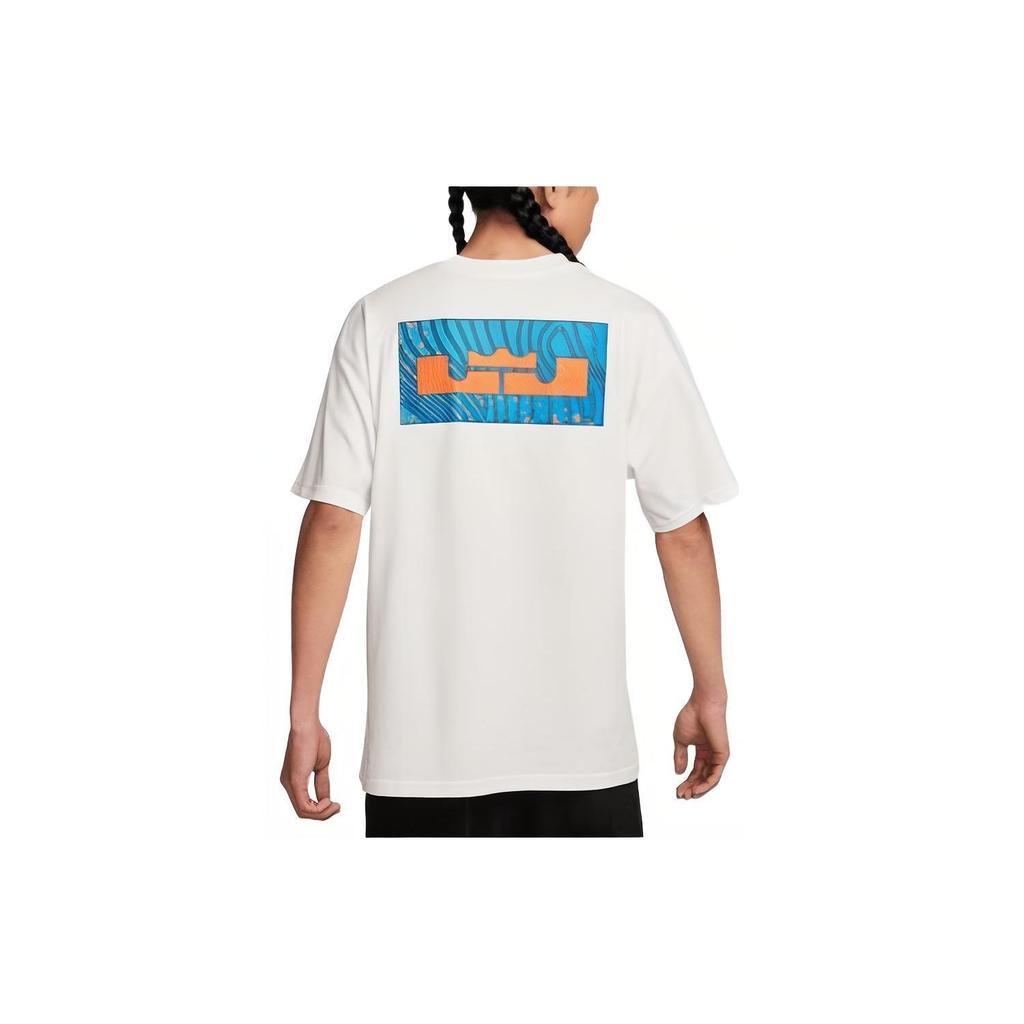 Nike M90 Basketball T-Shirt With Logo Print, Crew Neck, Slim Fit, Short Sleeve, Drop Shoulder Men Tops White FV8407-121