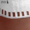 HNXC Women Summer White Cotton Linen Pocket Trousers Vintage Casual Elastic Waist Straight Pants