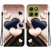 Handmade PU Leather Flip Case for Motorola Moto G86 Anti-Slip Shockproof Cover with Wrist Strap & Heart/Rose Cat Designs