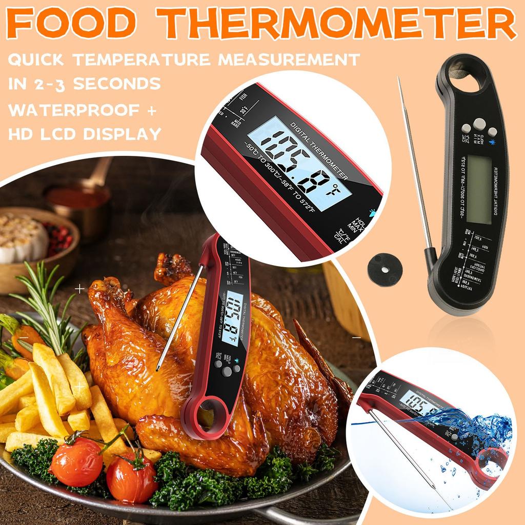 Folding Temperature Measuring Food, Kitchen Oven Barbecue Temperature Measuring, Meat Barbecue Temperature Measuring