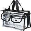 Clear cosmetic bag with removable and adjustable shoulder strap (Black)