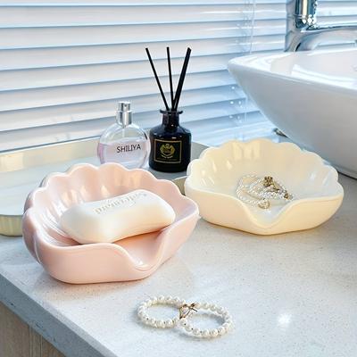 Nordic Style Shell-shaped Soap Tray - Bathroom Soap Storage Box - Multi-functional Cosmetics and Jewelry Organizing Tray