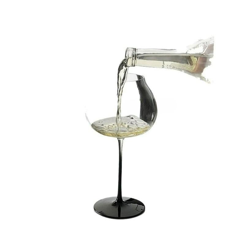 Lusso Francese Stelo Nero Ampia Coppa Bicchiere da Champagne Cristallo Ultra Sottile Calice da Vino per Home Bar Set Vintage da Dessert Brindisi Festa