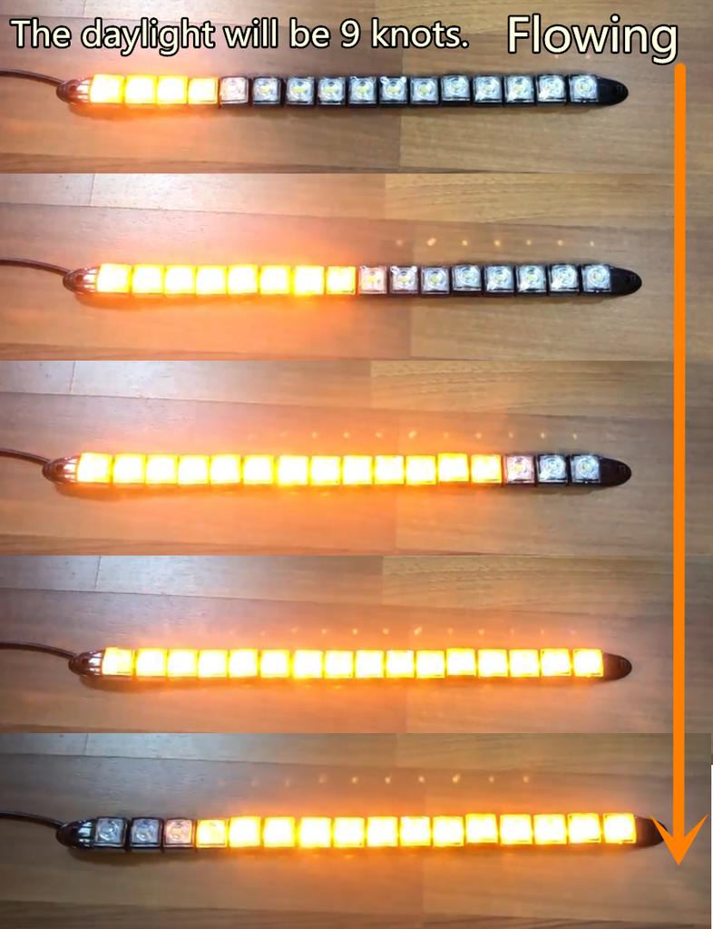 2x 9 LED Auto Flexibles TFL Tagfahrlicht Fahrlicht Mit Switchback Sequentiell Laufender Knight Rider Streifen Blinker