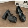 New Designer Platform Square High Heel Women's Mary Jane Shoes Fashion Butterfly-knot Shoes Spring Autumn Wedding Party Shoes