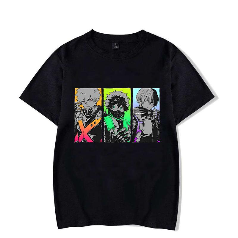 Neues Deku Bakugou Katsuki Todoroki Shoto Print T-Shirt Rundhals Locker Kurzarm Oberteil Anime Grafik Unisex Cooles Shirt