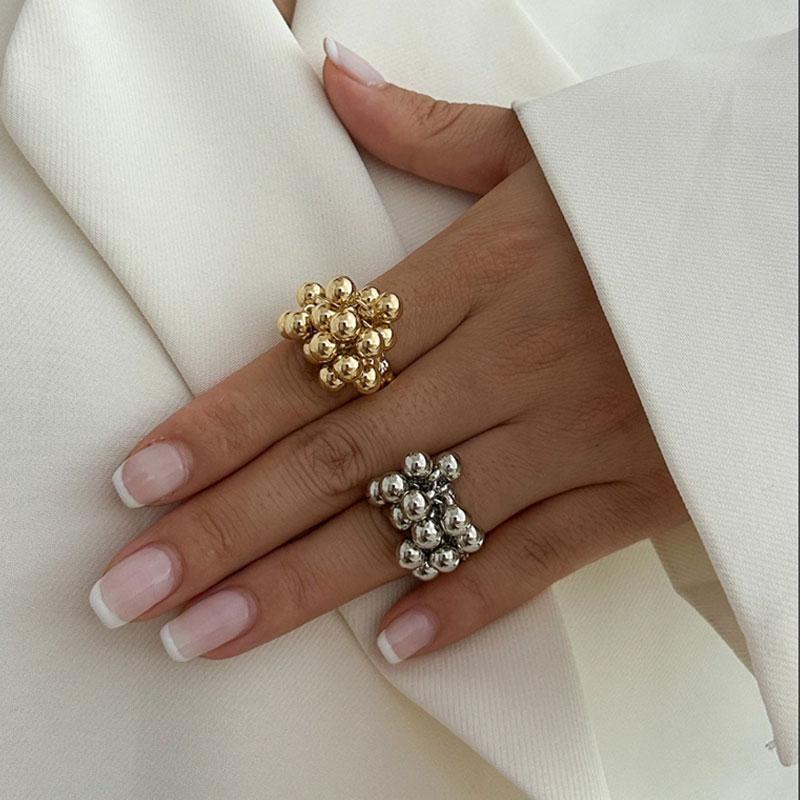 Small Ball Rings for Women Men Punk Hip Hop Metal Open Ring Jewelry Accessories