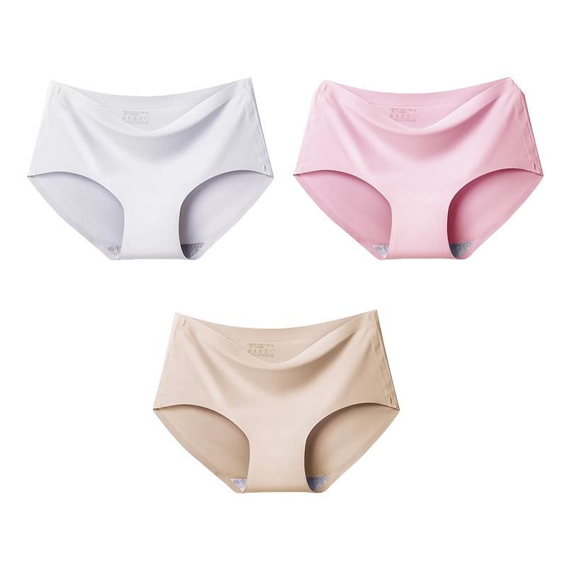 3pcs Sexy Women Panties Ice Silk Seamless Underwear Girl Lingerie Breathable Comfort Briefs Large Size Panties Women Underpant