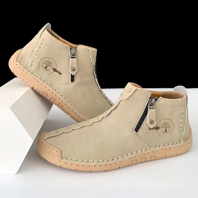 Новые осенне-зимние мужские ботильоны на молнии и без шнуровки, Большие размеры, Ручная работа, Круглый носок, Ботинки Мартин 43