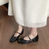 Square head single shoes women's light mouth thick heel new one-word buckle Mary Jane shoes