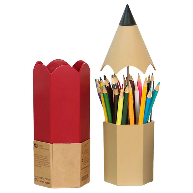 Stationery For Girls, ABS Kawaii Pencil Shaped Pen Holder For School Boy, Children's Pencil Pot, Child Office Storage Pen Holder