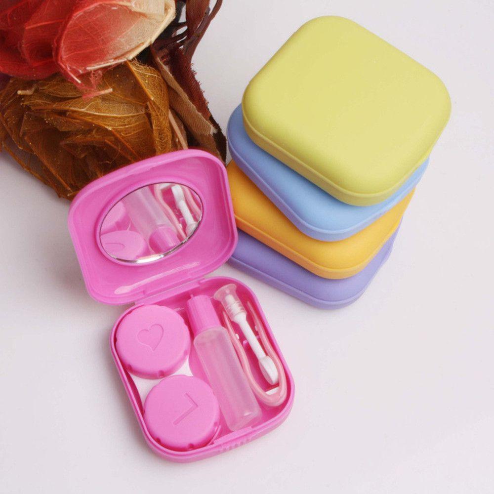 Fashion Container Lovely Travel Contact Lenses Box Mini Square with Mirror Contact Lens Case