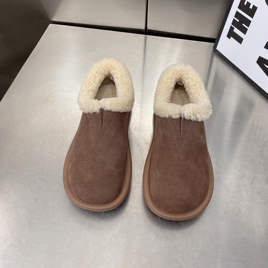 Shoes Women's Flat-soled Lazy Shoes with One Pedal, New Autumn and Winter Plush Warm Fluffy Shoes