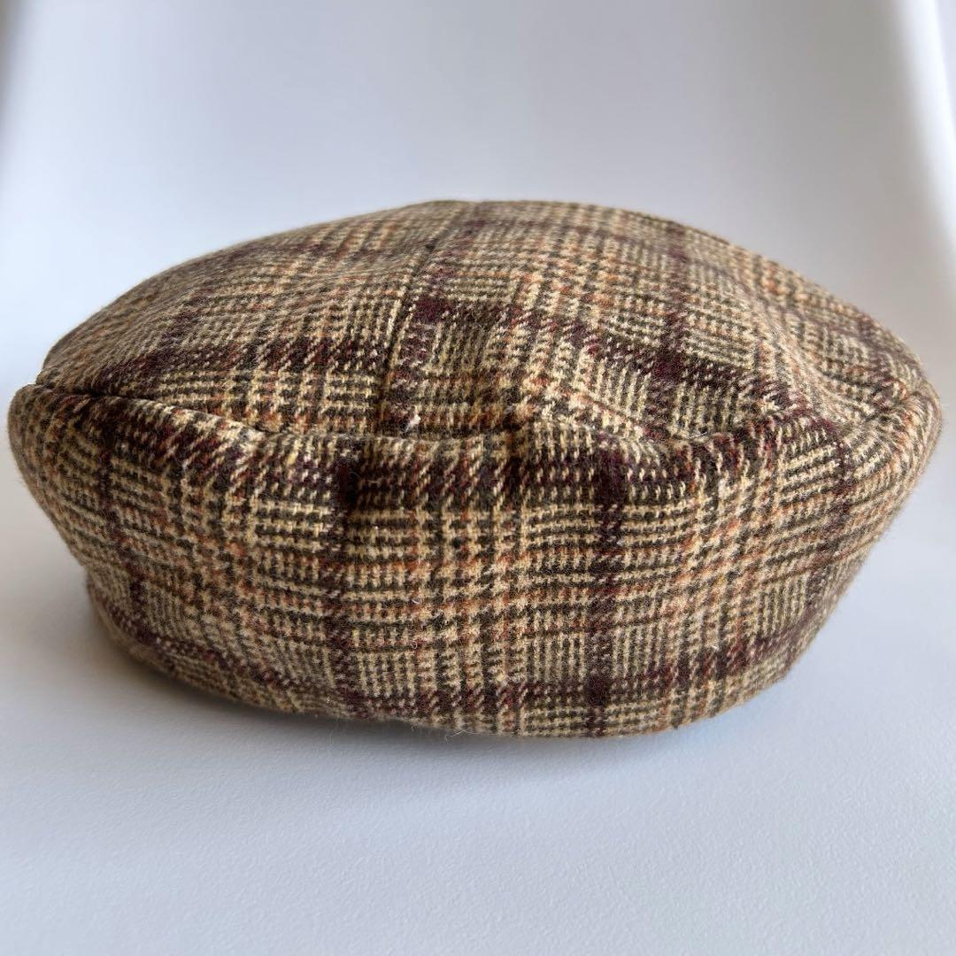 

[USED] N. NaturalBeautyBasic Checkered Beret, Yellow and Brown