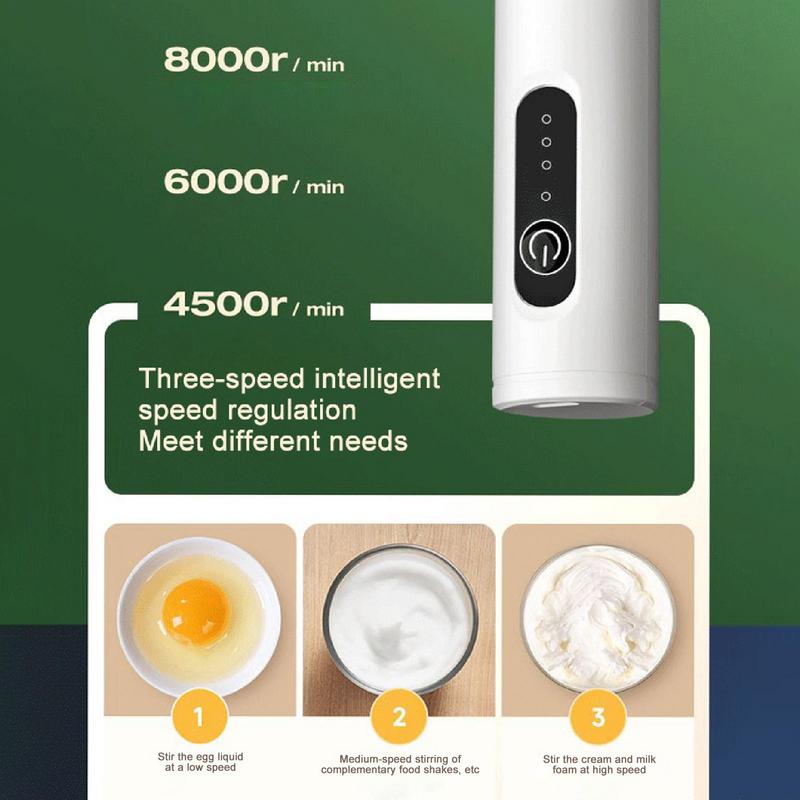 Milk Frother Rechargeable Handheld Frother Removable Kitchen Gadgets Reusable Baking Tool for Home Restaurants Coffee Shop