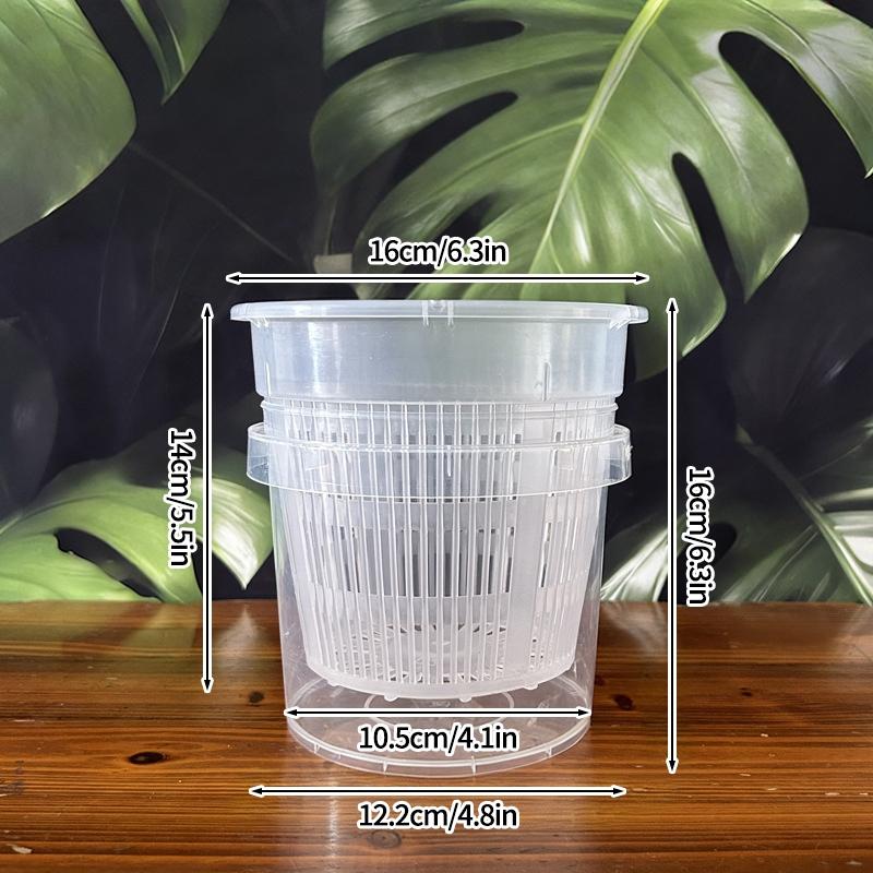 Meshpot Root Control Transparent Flowerpot Breathable Flowerpot Double-layer Growth Container with Drainage Hole Orchid Planters