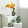 Nordic Ceramic Minimalist Retro Green Vase Ornaments, Home Dining Table, Living Room Decorationss Accessories, Floral Organ, 1Pc