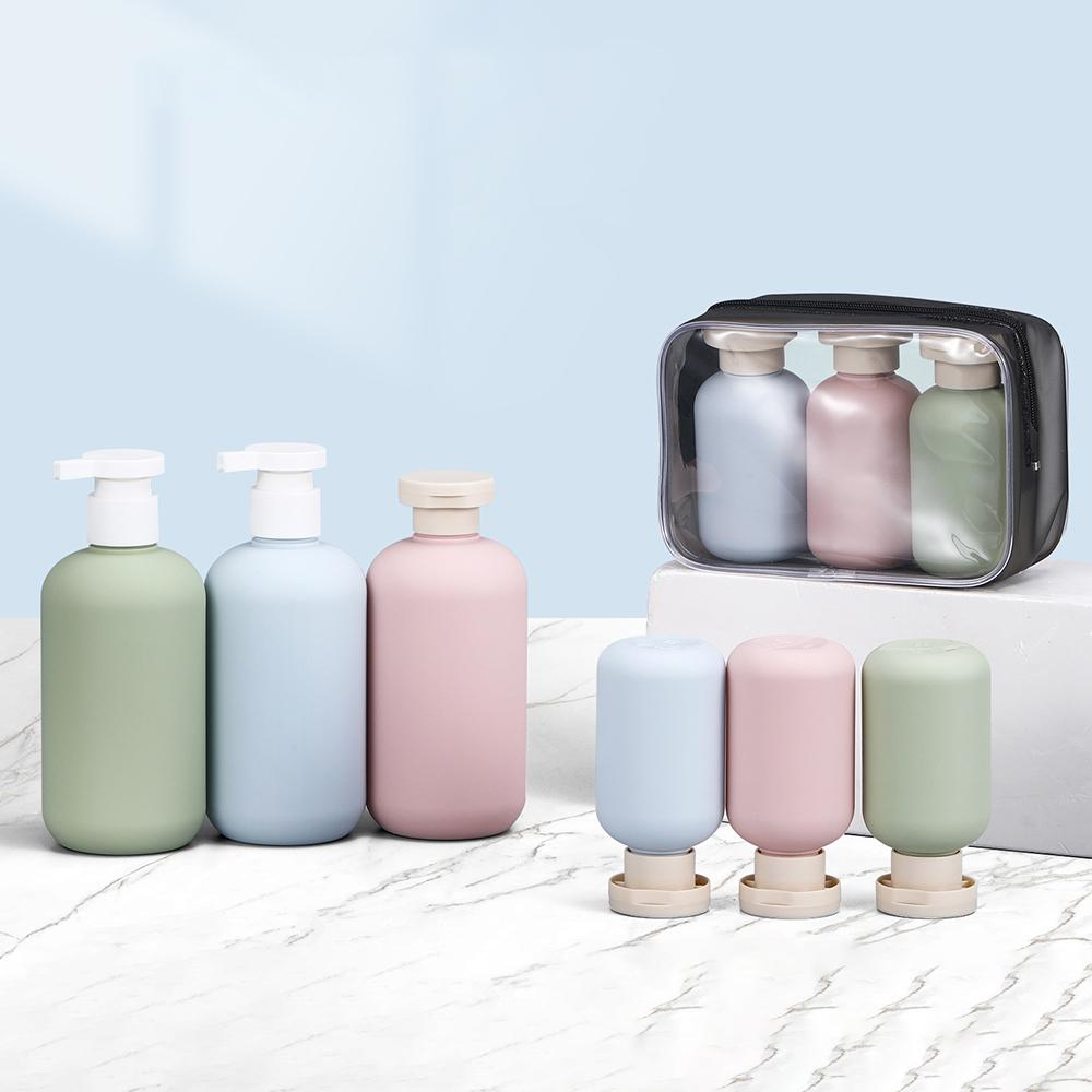 1 Set Plastic Travel Shampoo Bottles Clear Blue Shampoo Lotion Shower Gel Foam Pump Bottles