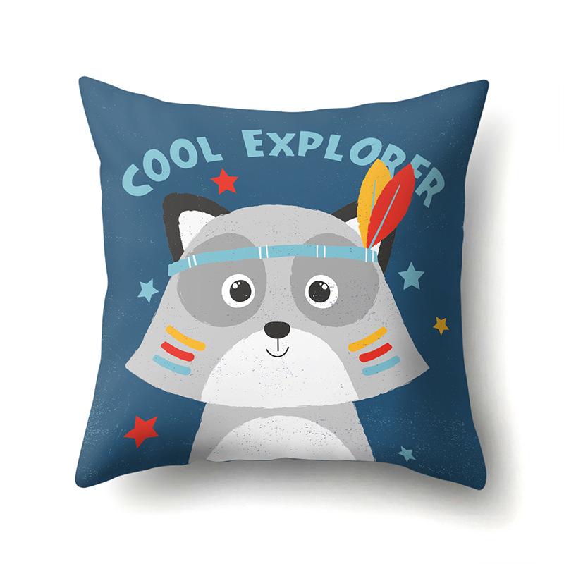 Față de pernă poliester cu model geometric de dinozaur, cu o singură față, pentru casă, canapea, living, dormitor, husă de pernă