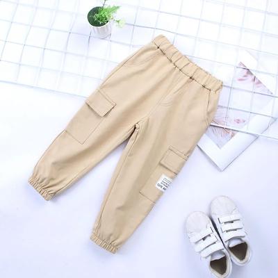 Pantalones de Peto Casuales de Color Sólido con Bolsillos para Niños de Primavera y Otoño